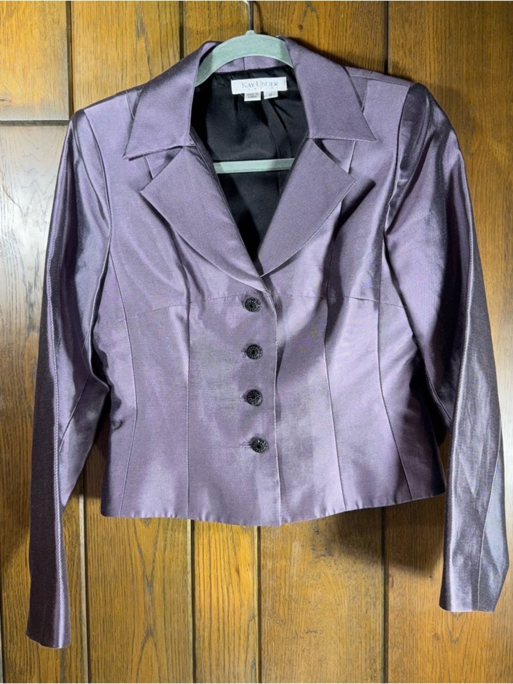 Kay Unger Shimmering Lavender-Purple Satin Blazer (6)